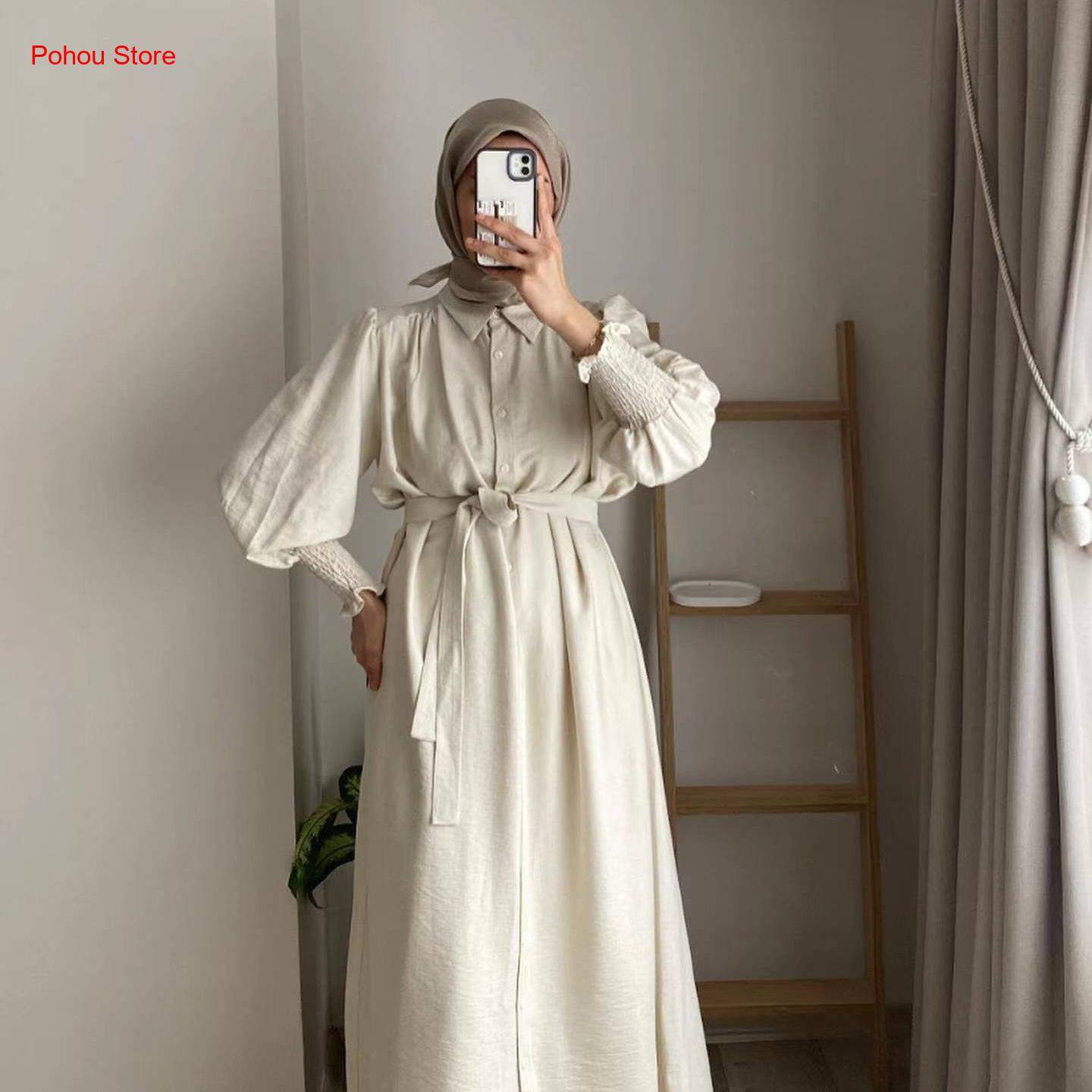 Korean Style A Line Shirt Dress - Abito chemisier stile coreano da donna,
