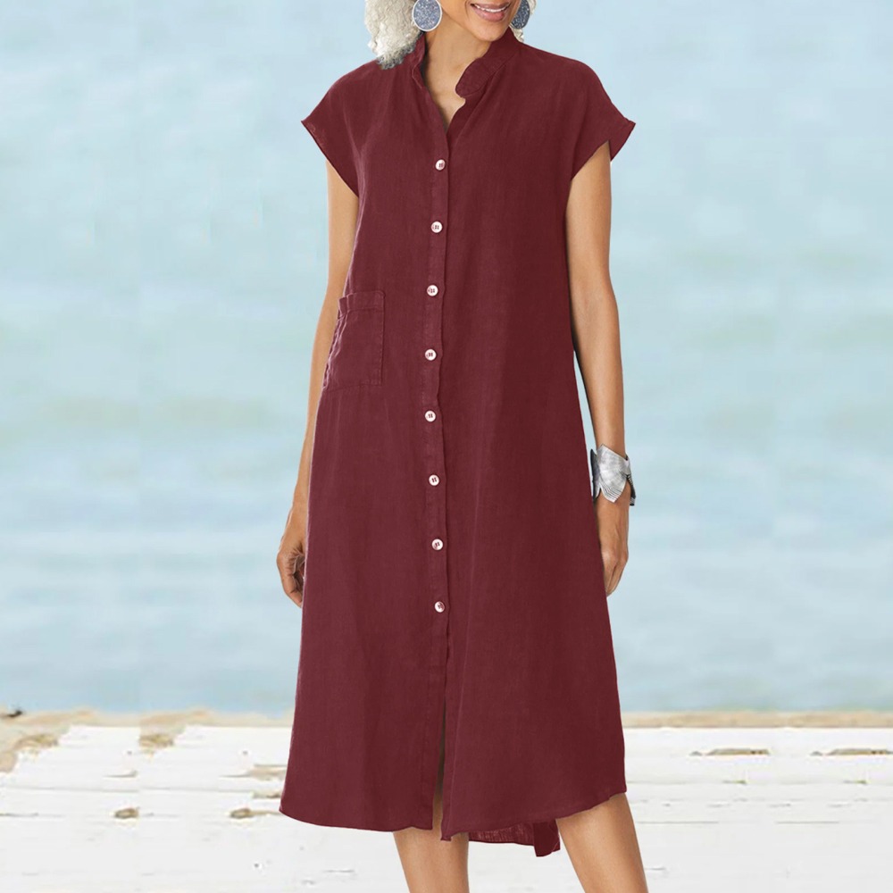 Abito Camicia Nero Casual da D - Casual Loose Linen Shirt Dress recensione e prezzo