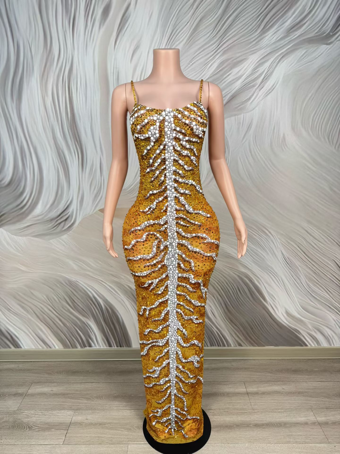 Abito Lungo Elegante in Spande - Sparkly Rhinestone Club Party Dress recensione e prezzo