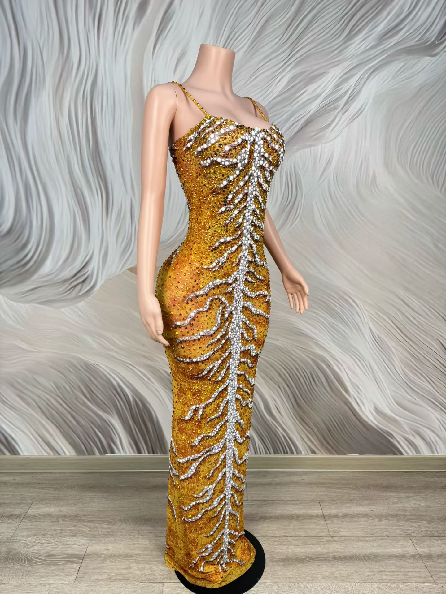 Abito Lungo Elegante in Spande - Sparkly Rhinestone Club Party Dress recensione e prezzo