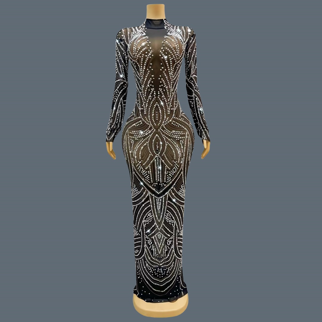 Abito da sera nero, nuovo mode - Sparkly Rhinestone Club Party Dress recensione e prezzo