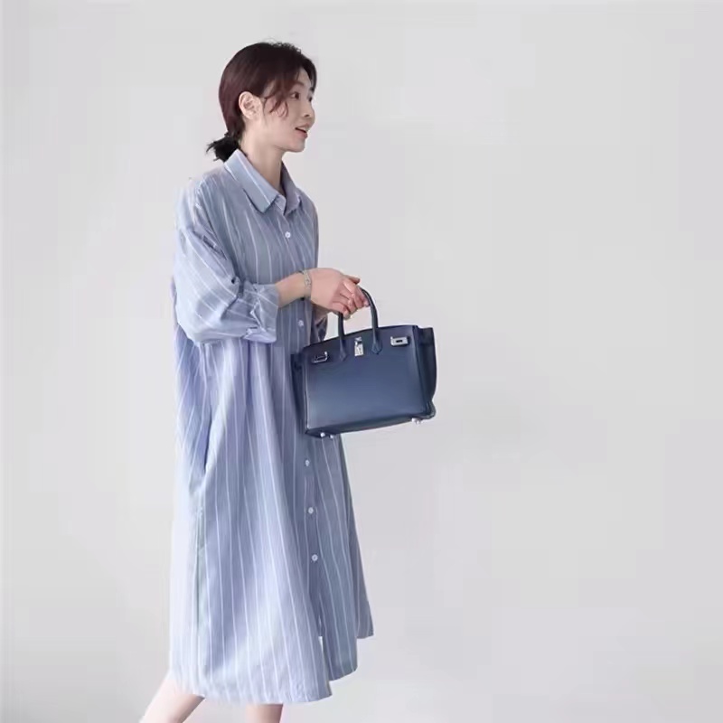 Abito Camicia a Righe Blu da D - Korean Style A Line Shirt Dress recensione e prezzo